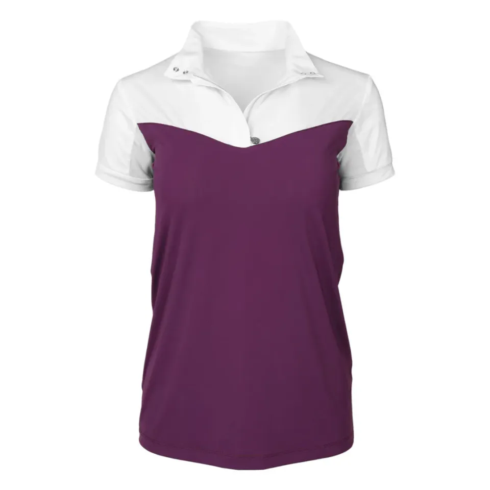 Dapplebay Lady 1/4 Zip wedstrijdshirt korte mouw wit/plum