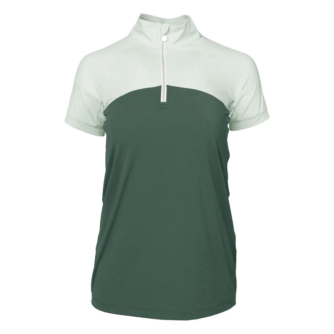 Dapplebay Lady rijshirt korte mouw licht teal 1/4 zip