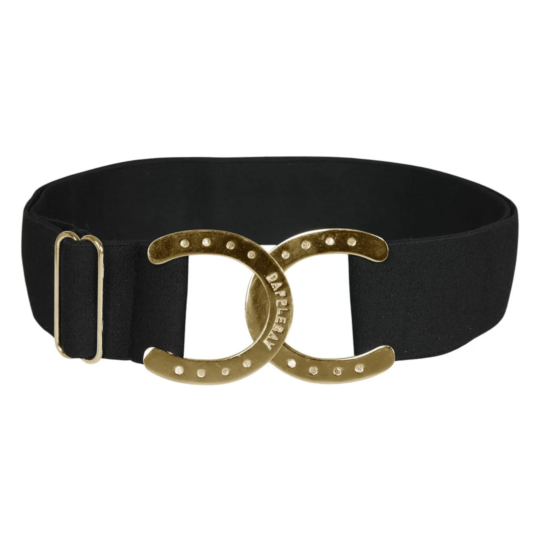 Dapplebay Horse Shoe riem zwart elastisch one size