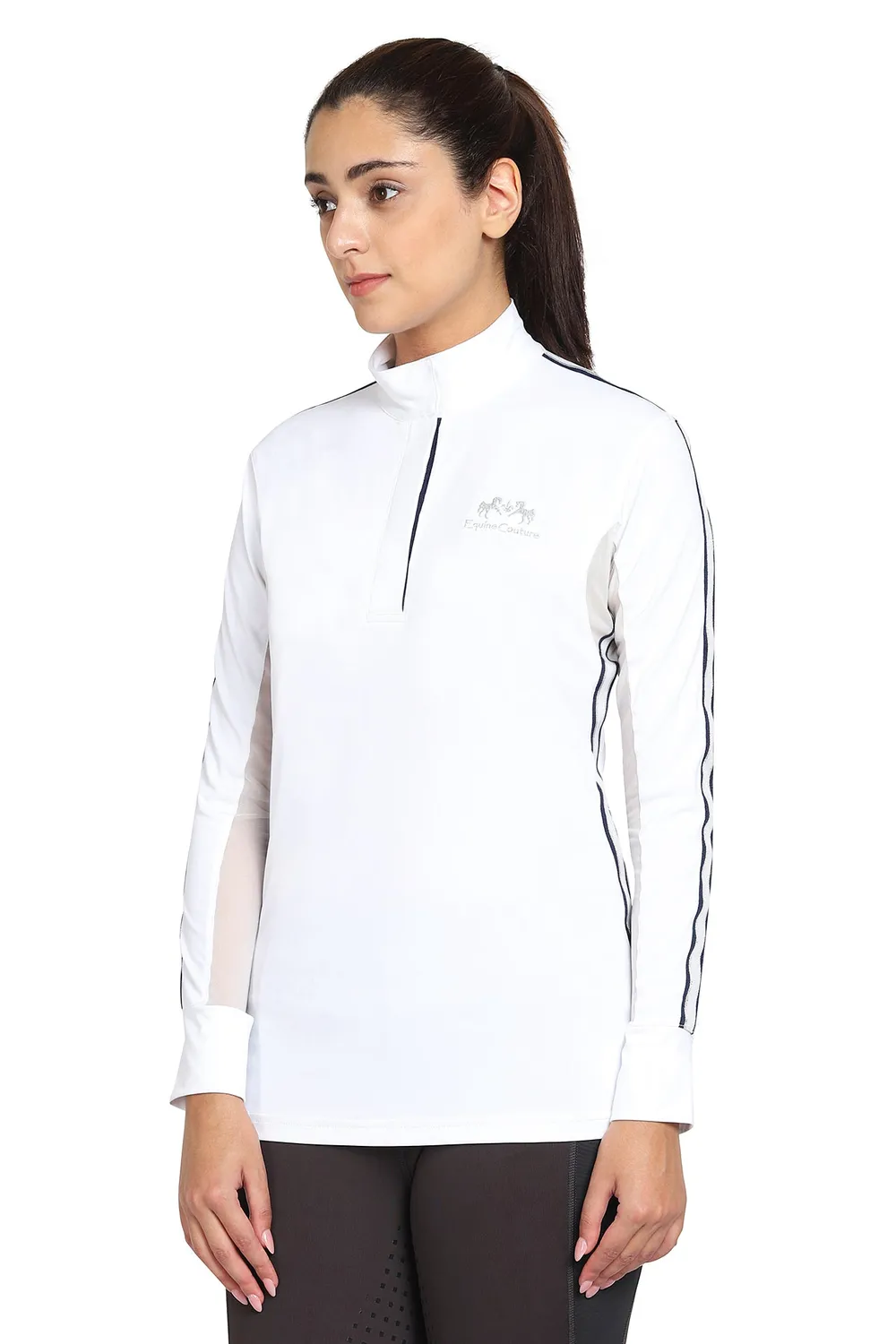 Equine Couture Eliana wedstrijdshirt dames wit mesh lange mouw