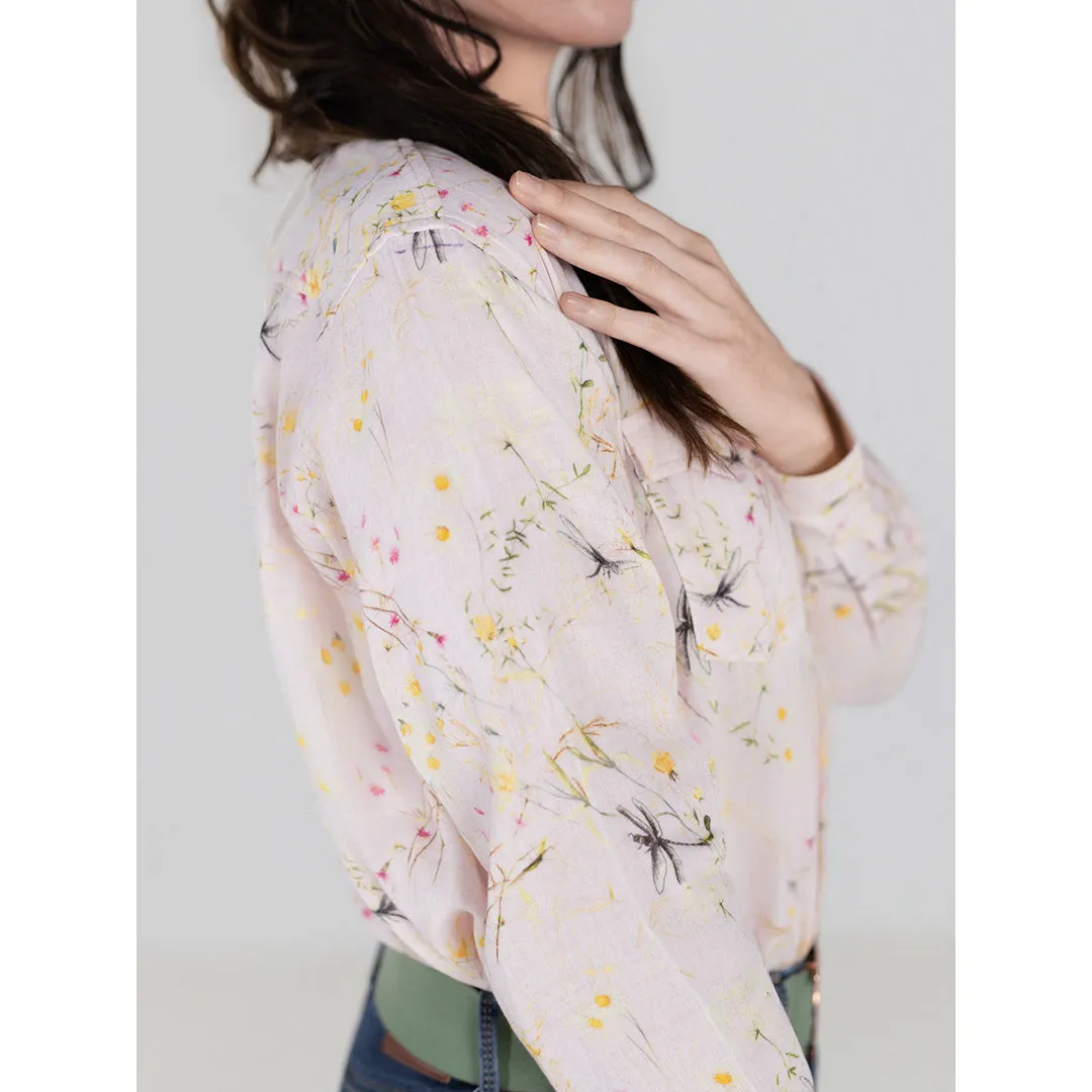 Dapplebay Breezy Button Up Dragonfly Meadow blouse lichtroze katoen
