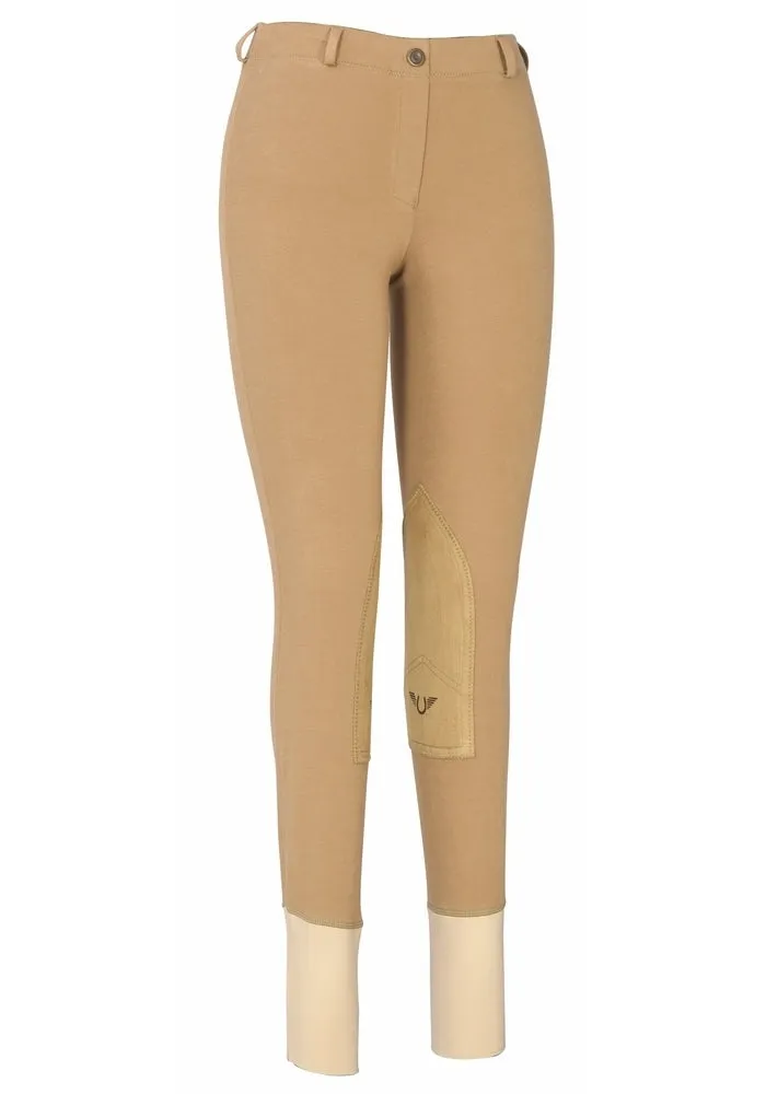 TuffRider Ladies Cotton Lowrise Pull-On Knee Patch rijbroek zwart katoen