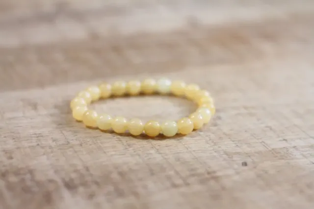 Mushabu armband gele calciet 8 mm zonnig