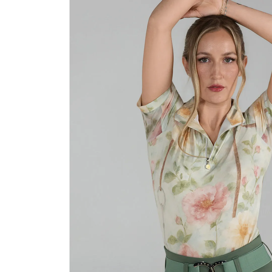 Dapplebay Vintage Floral 1/4 Zip rijshirt korte mouw
