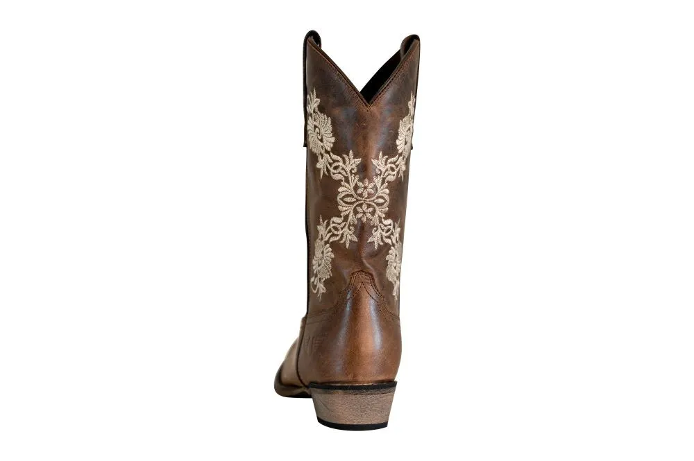 TuffRider Mormon leren westernlaarzen bruin square toe