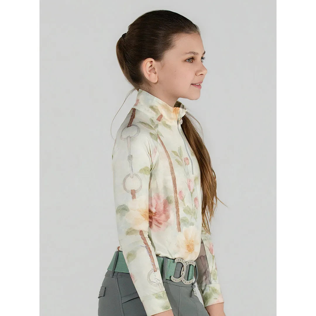 Dapplebay Vintage Floral rijshirt kind 1/4 rits licht