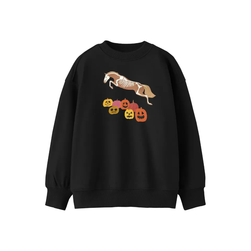 Dapplebay Pumpkin Jumper sweater zwart geborduurd kids