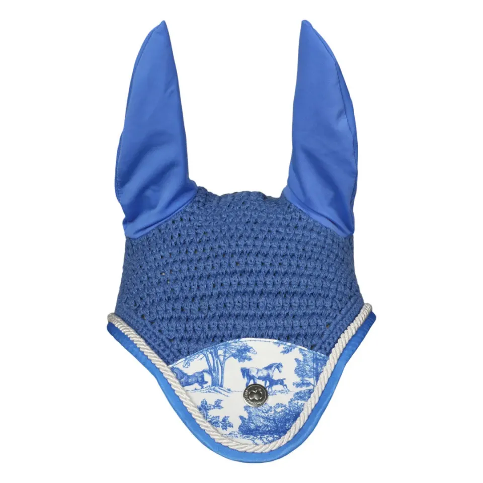 Dapplebay Equestrian Toile vliegenmuts Pony Blauw-Wit