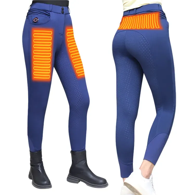 TuffRider Heated rijbroek dames navy verwarmd