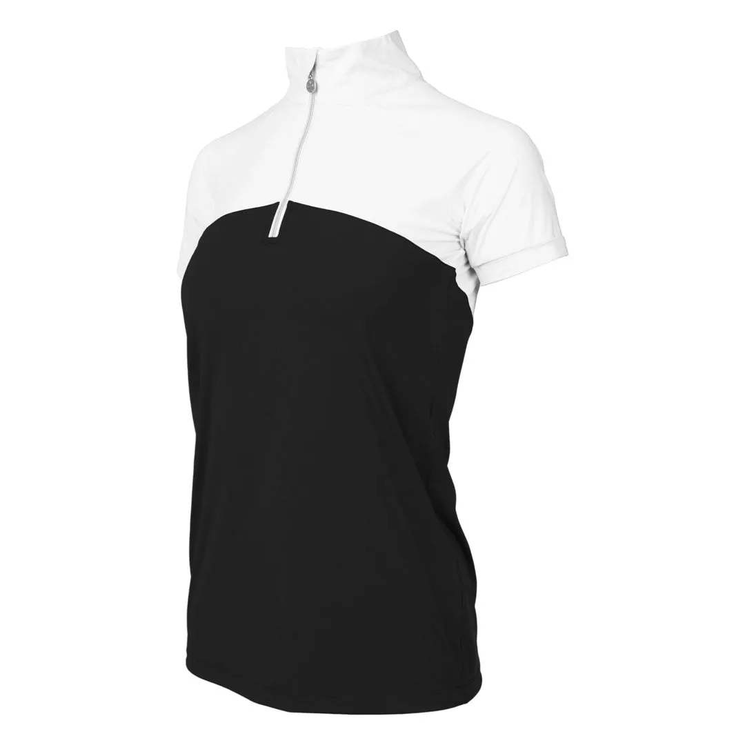 Dapplebay Lady rijshirt korte mouw zwart-wit verkoelend