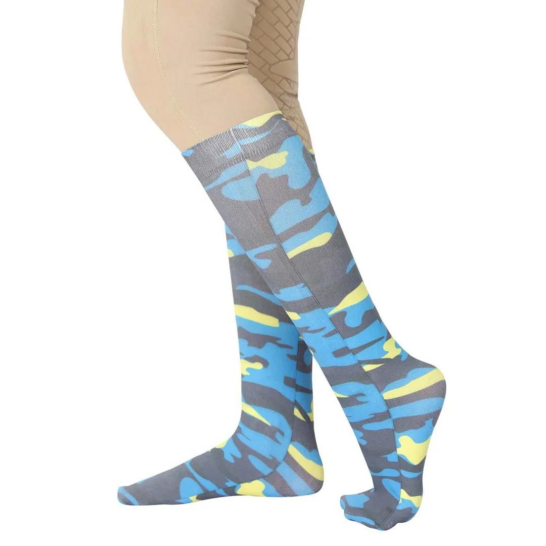 TuffRider Camo laarssokken lichtgrijs zwart