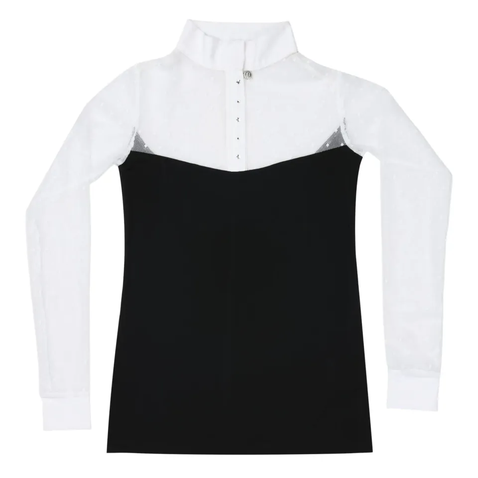 Dapplebay Shine On 1/4 zip showtop zwart wit kristal