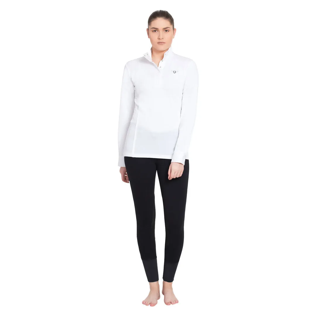 TuffRider Kirby Kwik Dry wedstrijdshirt lange mouw wit/wit