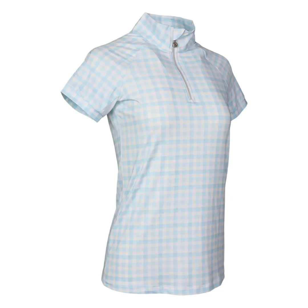 Dapplebay Gingham 1/4 Zip rijtop blauw/wit