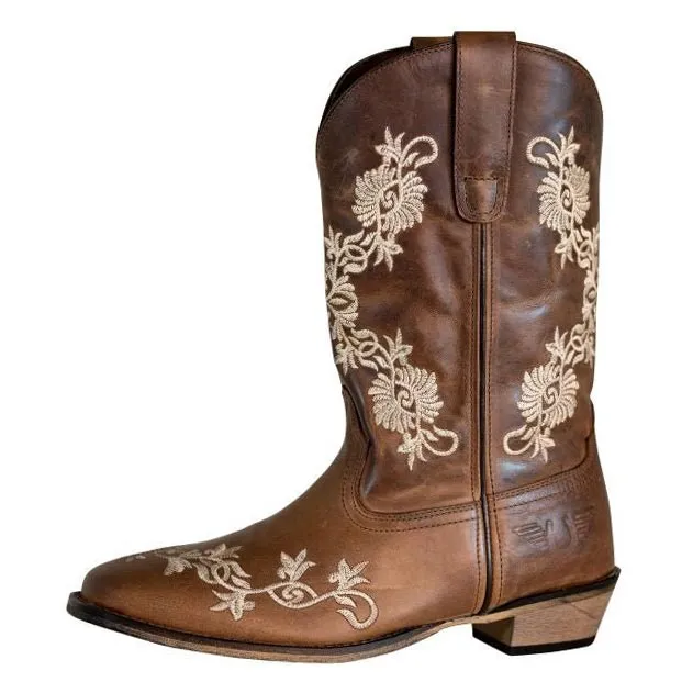 TuffRider Mormon leren westernlaarzen bruin square toe