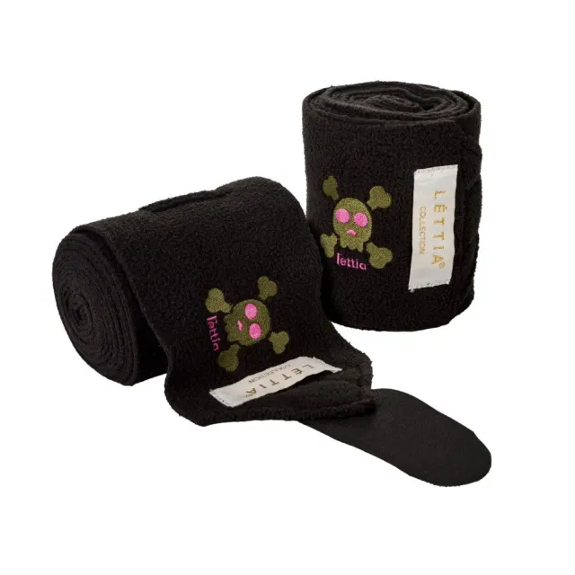 Lettia Skull Design polo bandages fleece 4-pack zwart