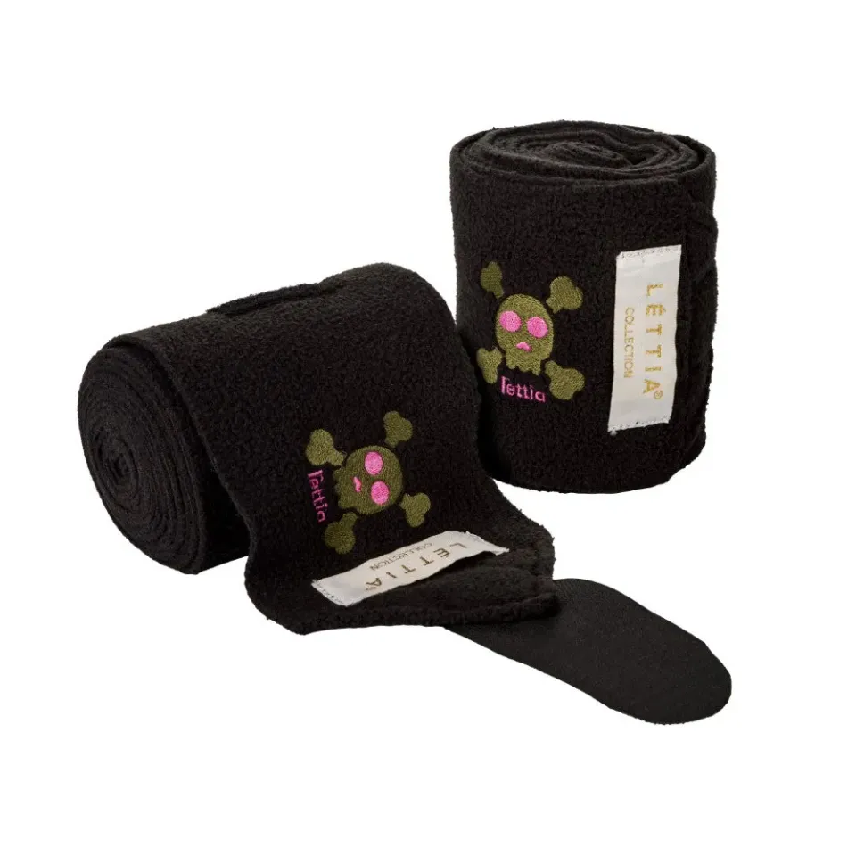 Lettia Skull Design polo bandages fleece 4-pack zwart