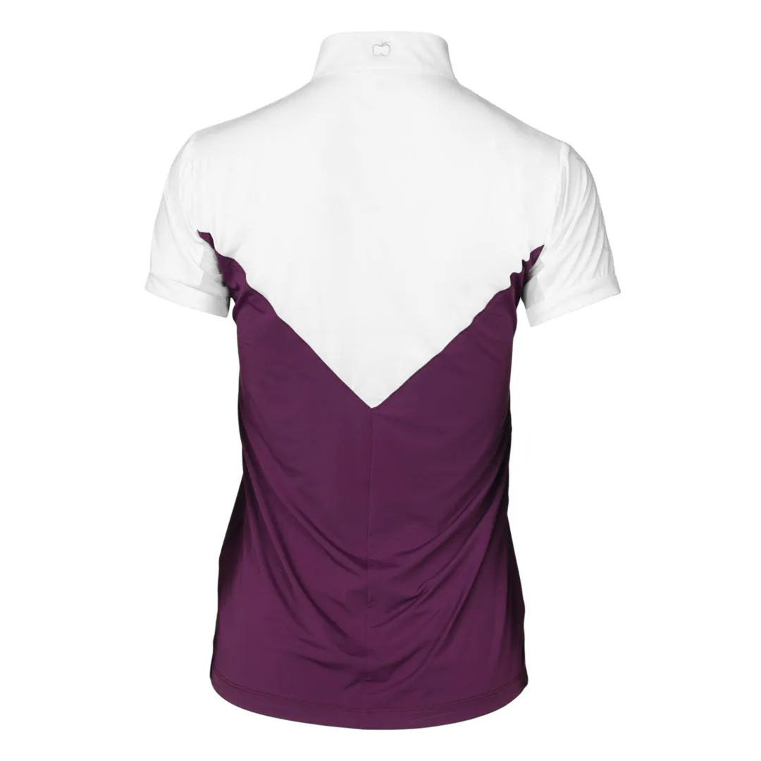 Dapplebay Lady 1/4 Zip wedstrijdshirt korte mouw wit/plum