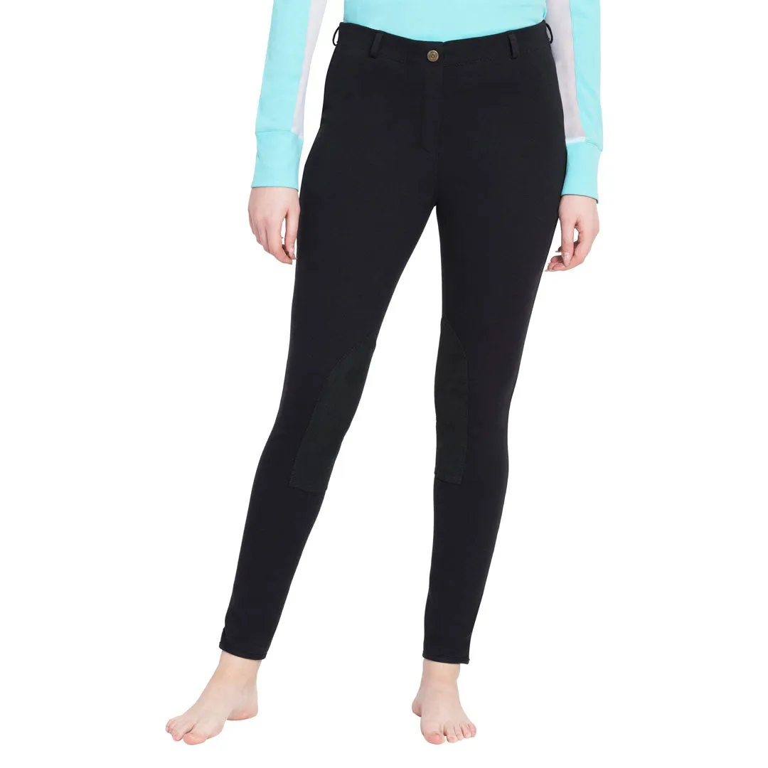 TuffRider Cotton Pull-On Knee Patch rijbroek zwart plus size