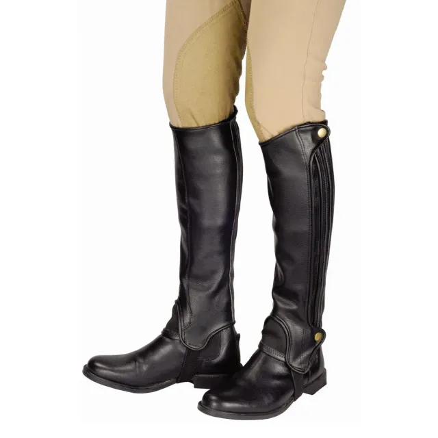 TuffRider Grippy Grain chapjes zwart imitatieleer