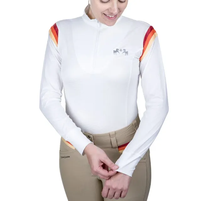 Equine Couture Gradient wedstrijdshirt wit-rood lange mouw