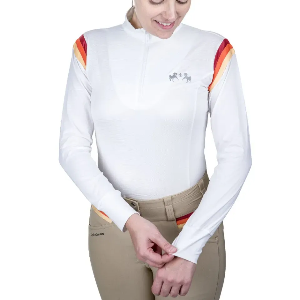 Equine Couture Gradient wedstrijdshirt wit-rood lange mouw