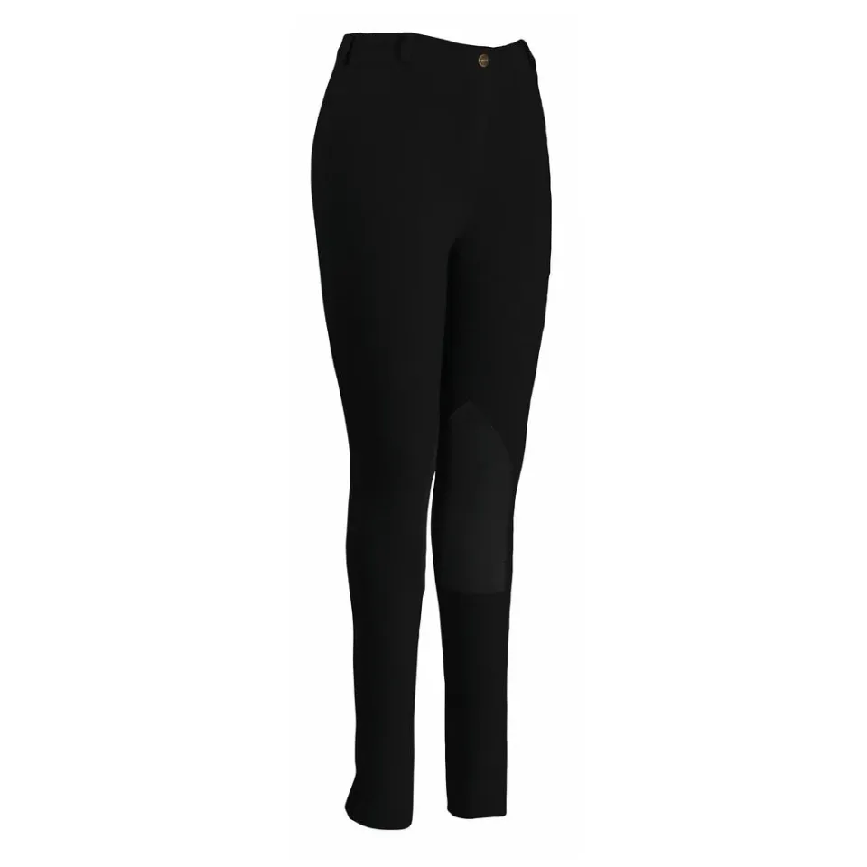 TuffRider Ladies Pull-On Knee Patch rijbroek Zwart katoen