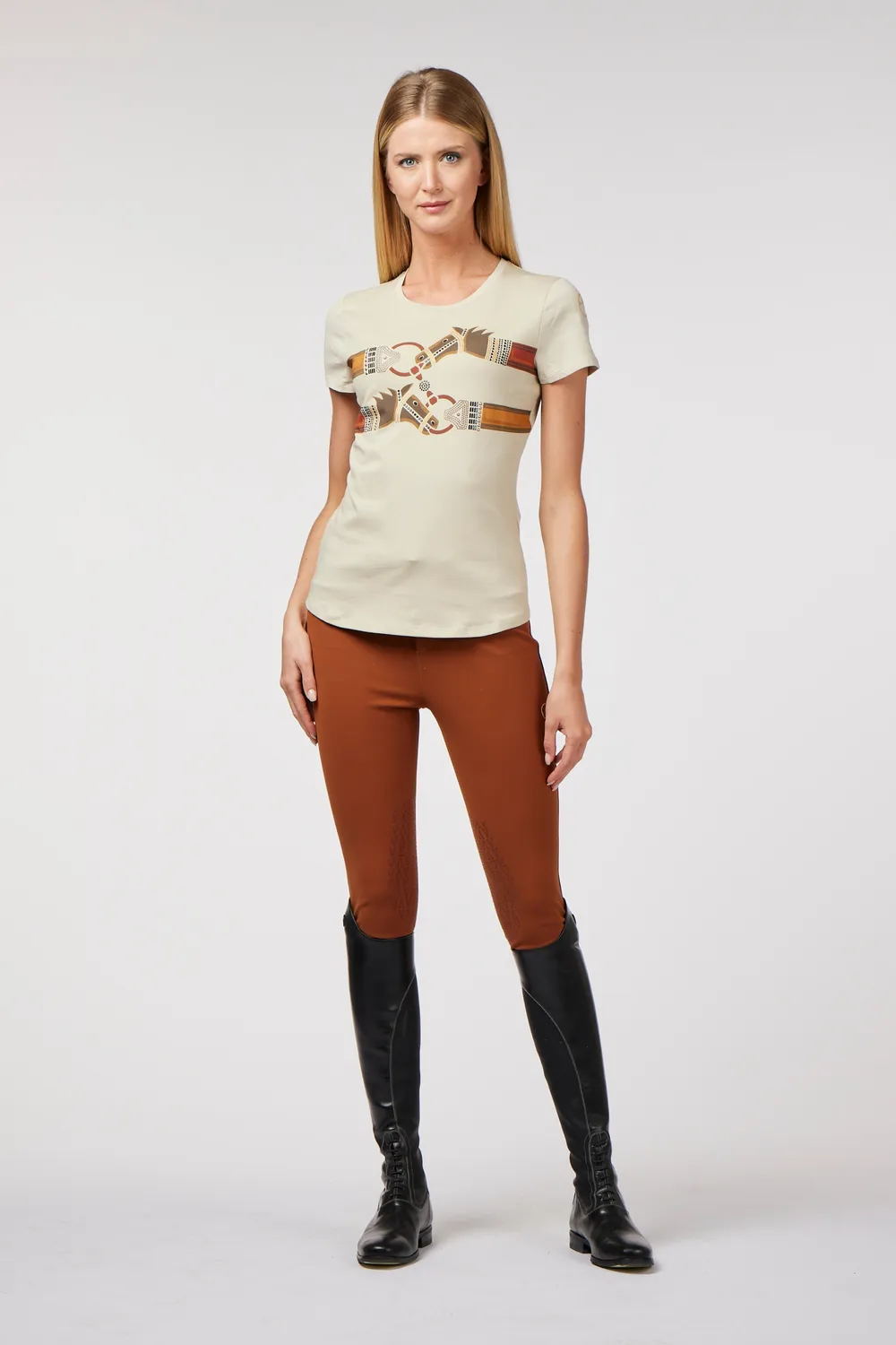 Vestrum Arborea dames T-shirt beige bi-elastic strass