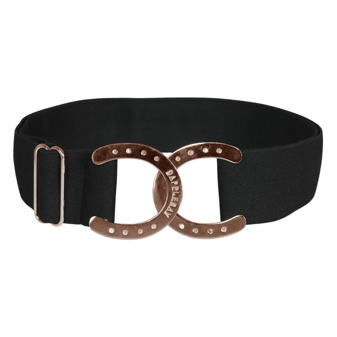 Dapplebay Horse Shoe riem zwart elastisch one size