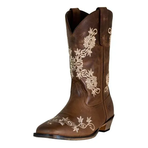 TuffRider Mormon leren westernlaarzen bruin square toe