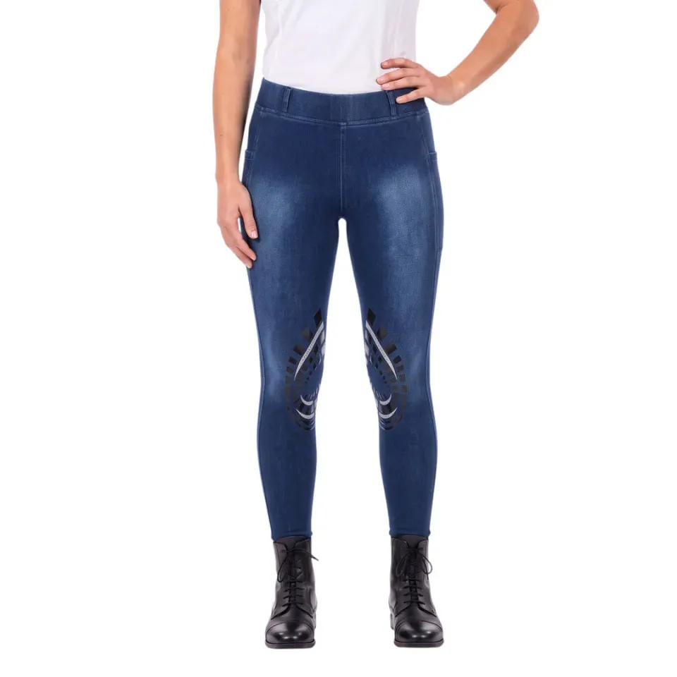 Equine Couture Denim rijlegging kniegrip telefoonvak denim M