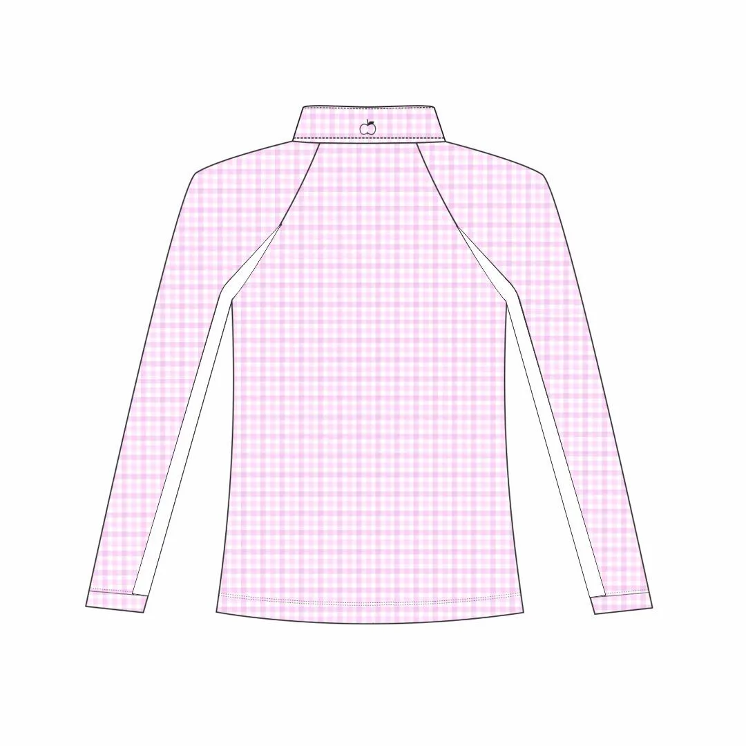 Dapplebay Kids Pink Gingham 1/4 Zip rijshirt roze wit koelend