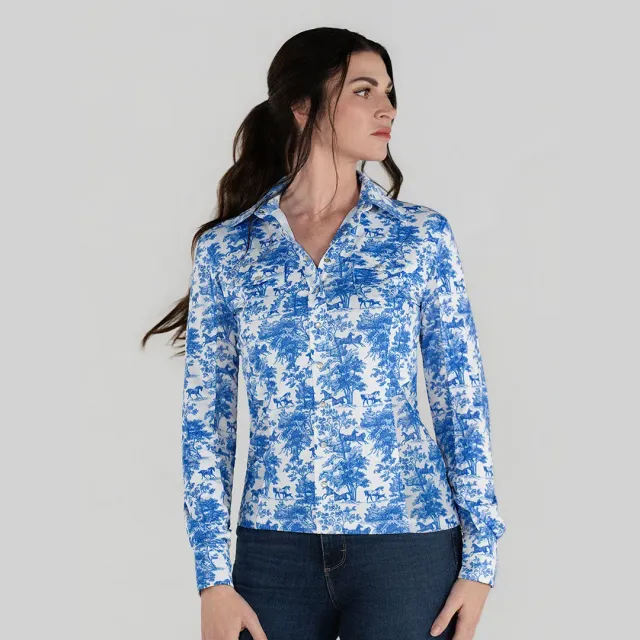 Dapplebay Equestrian Toile western overhemd blauw wit