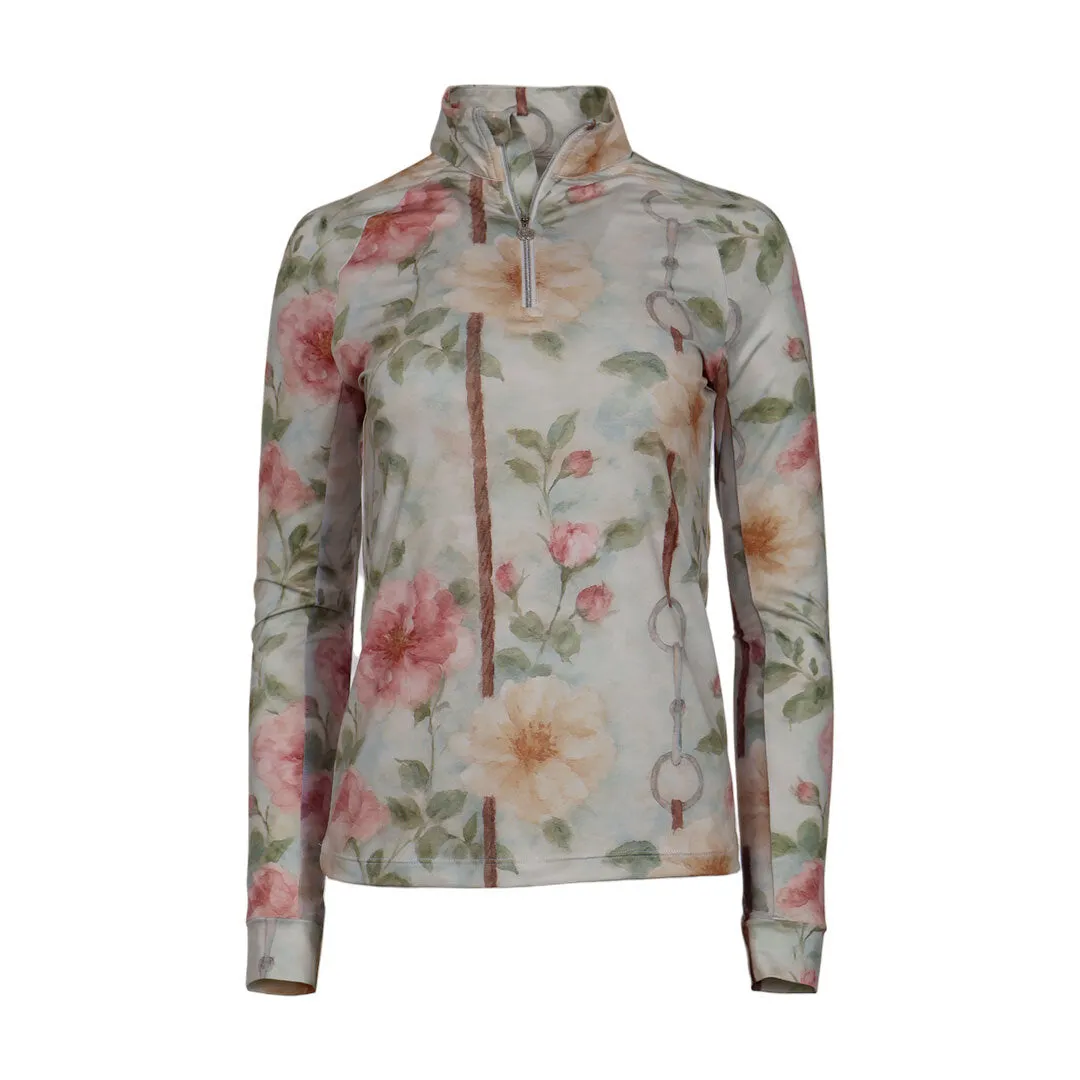 Dapplebay Vintage Floral rijshirt 1/4 zip lange mouw bloemen