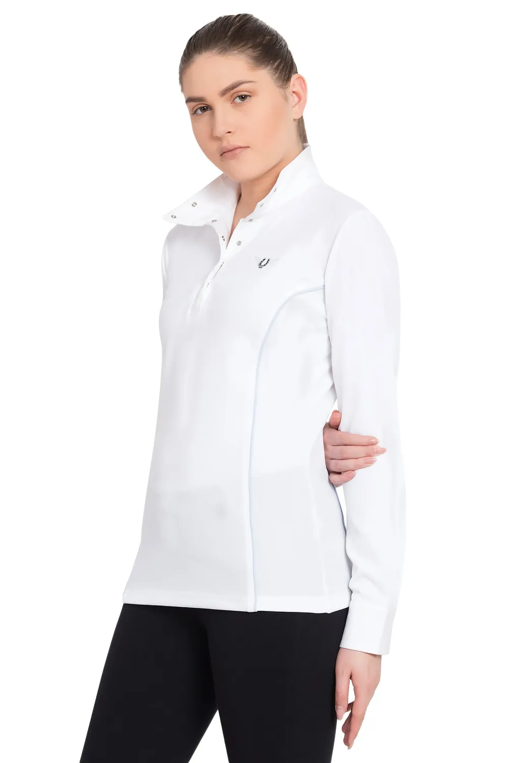 TuffRider Kirby Kwik Dry wedstrijdshirt lange mouw wit/wit