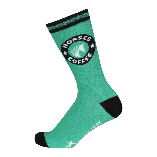 Dapplebay Knit Crew rijsokken Horses & Coffee groen