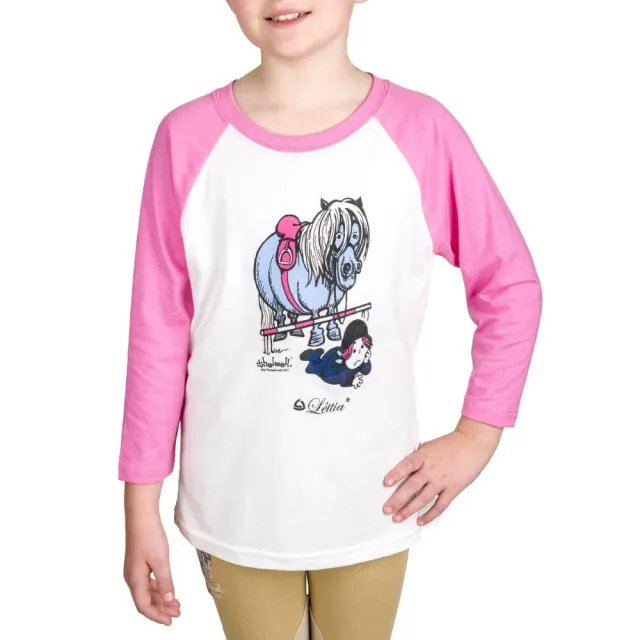 Lettia Thelwell Youth 3/4 T-shirt Wit/Roze katoen