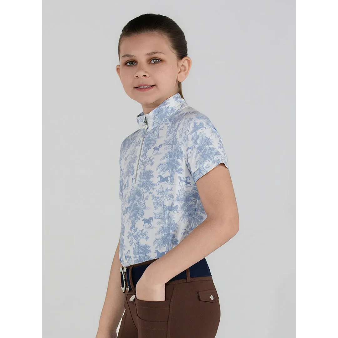 Dapplebay Equestrian Toile 1/4 zip kinder rijshirt moonrise