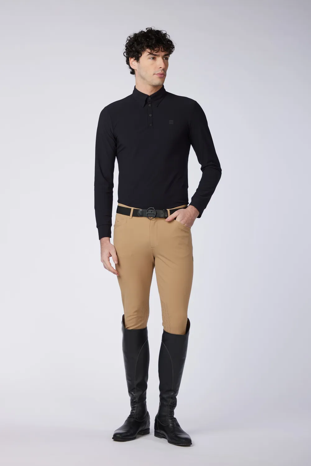 Vestrum Vipiteno polo lange mouw zwart heren ademend
