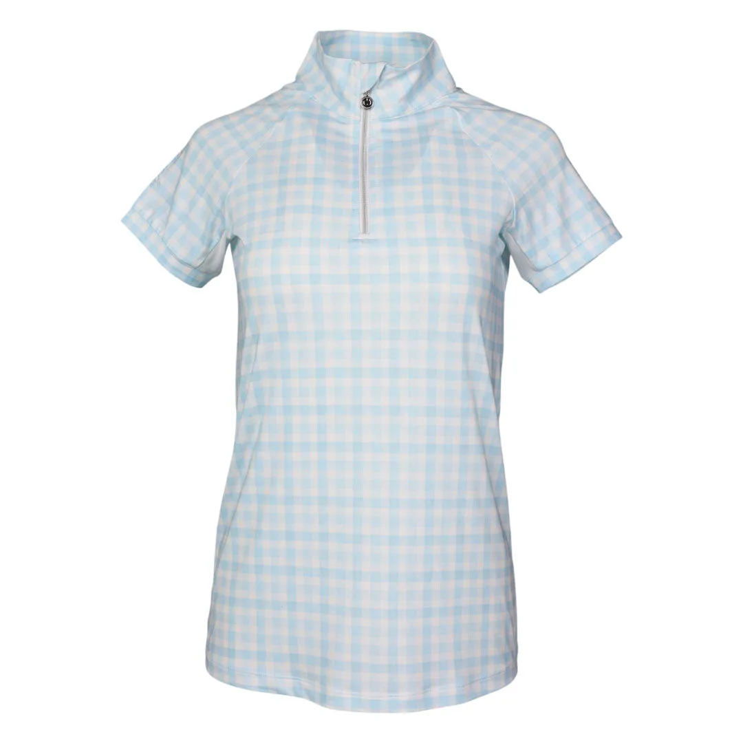 Dapplebay Gingham 1/4 Zip rijtop blauw/wit