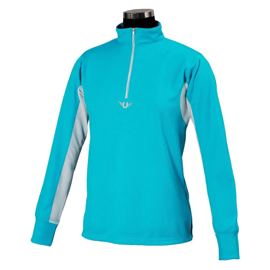 TuffRider Ventilated kinder rijshirt navy S lange mouw