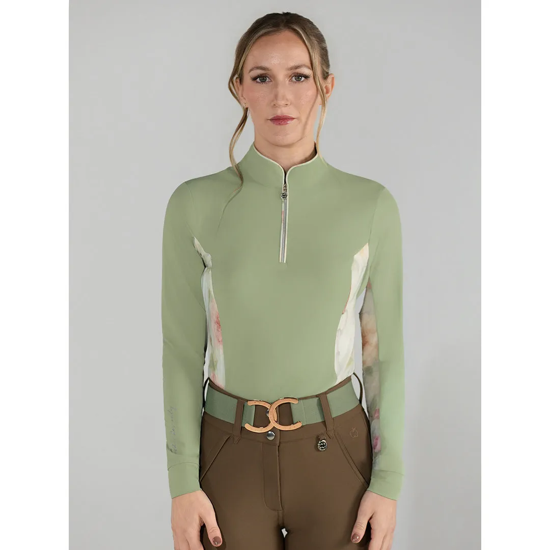Dapplebay Grace 1/4 zip rijshirt lichtroze cooling