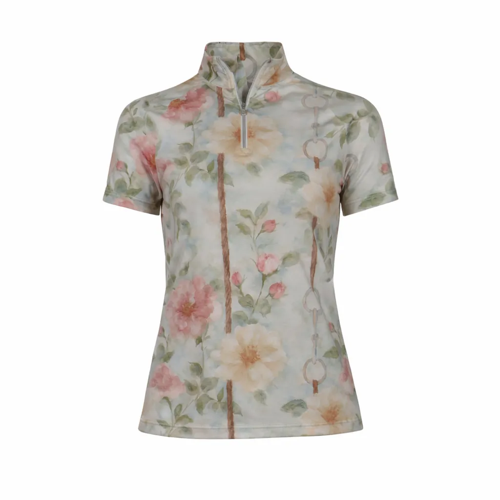 Dapplebay Vintage Floral 1/4 Zip rijshirt korte mouw