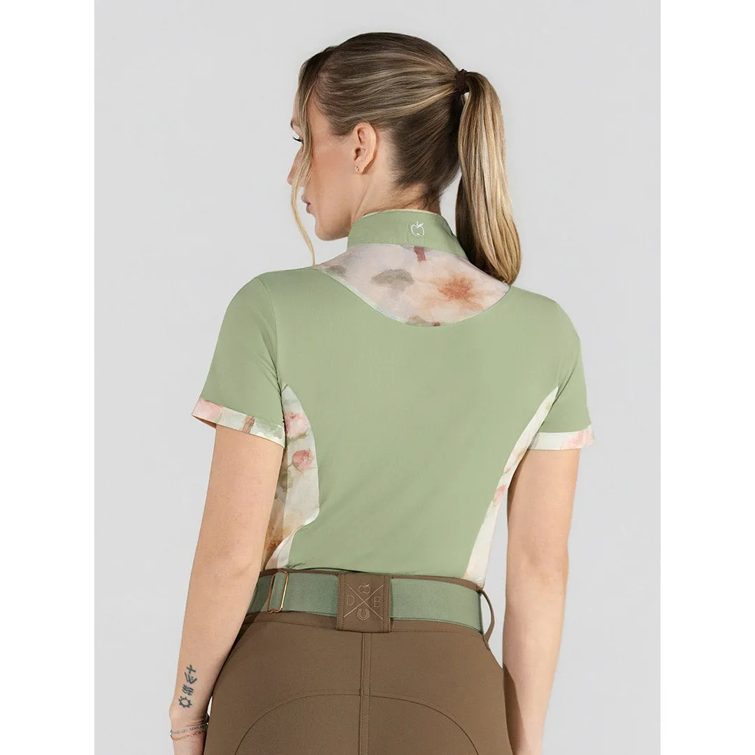 Dapplebay Grace 1/4 zip rijshirt korte mouw lichtroze ice-feel