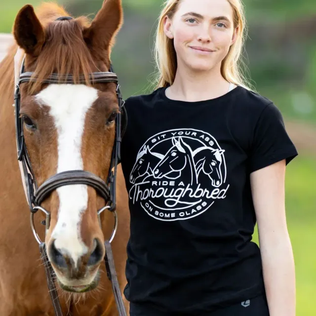Dapplebay Ride A Thoroughbred T-shirt zwart katoen
