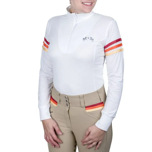Equine Couture Gradient wedstrijdshirt wit-rood lange mouw