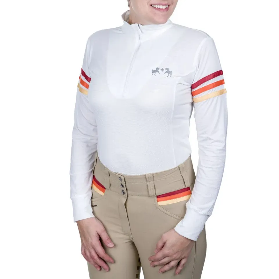 Equine Couture Gradient wedstrijdshirt wit-rood lange mouw