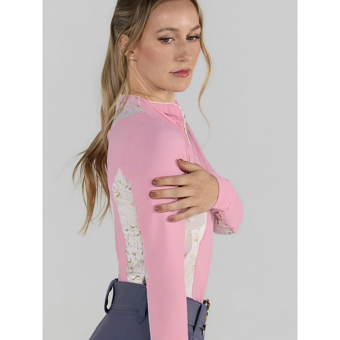 Dapplebay Grace 1/4 zip rijshirt lichtroze cooling