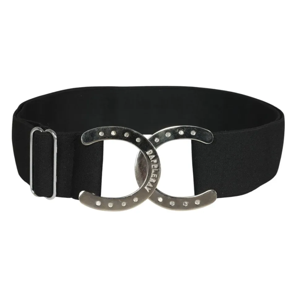 Dapplebay Horse Shoe riem zwart elastisch one size