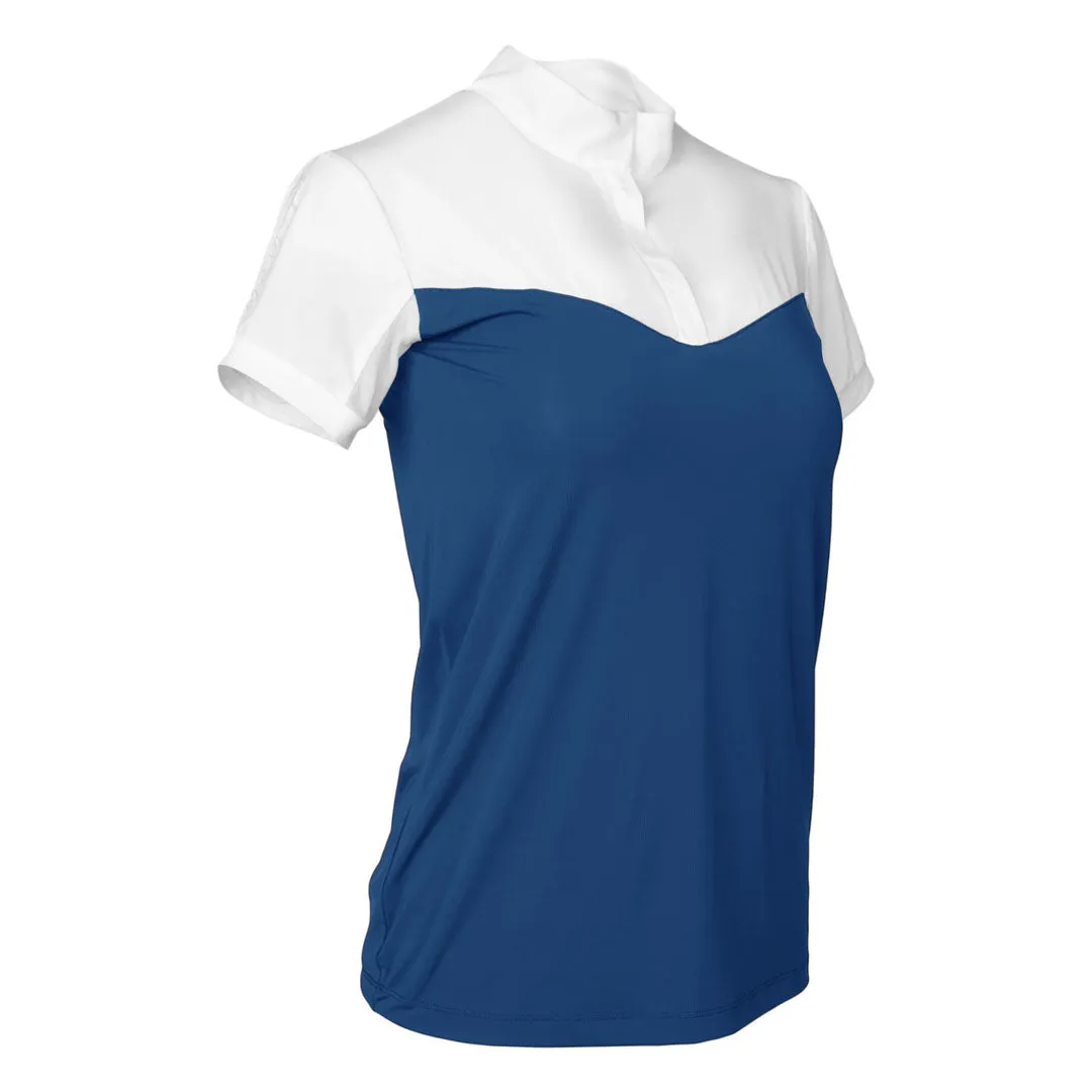 Dapplebay Lady 1/4 Zip wedstrijdshirt wit navy korte mouw